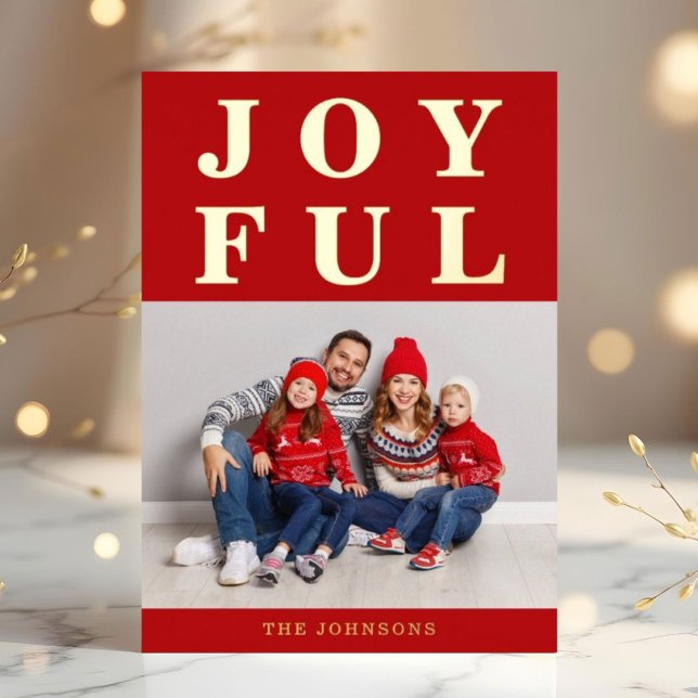 Joyful One Photo Christmas Gold Foil Holiday Card (Joyful One Photo Christmas Gold Foil Holiday Card)
