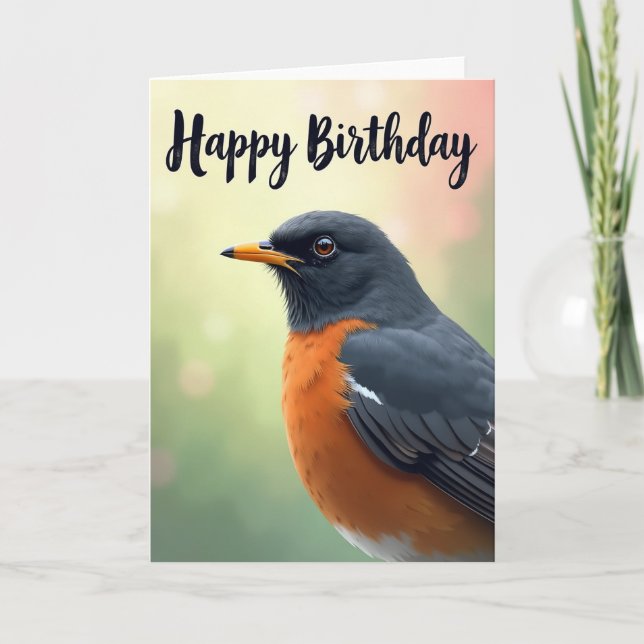 Joyful Orange Bird Card (Front)