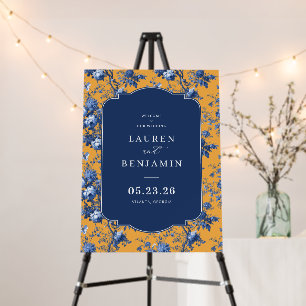 Joyful Orange Floral Wedding Sign