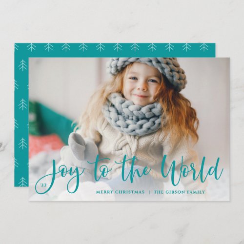 Joyful Overlay Holiday Photo Card  Teal