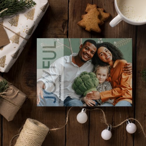 Joyful Overlay Photo Christmas Holiday Card