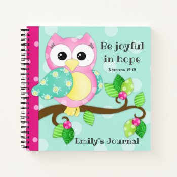 Joyful Owl Custom Scripture/prayer Journal by JustBeeNMeBoutique at Zazzle