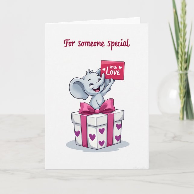 Joyful Pachyderm Love Card (Front)