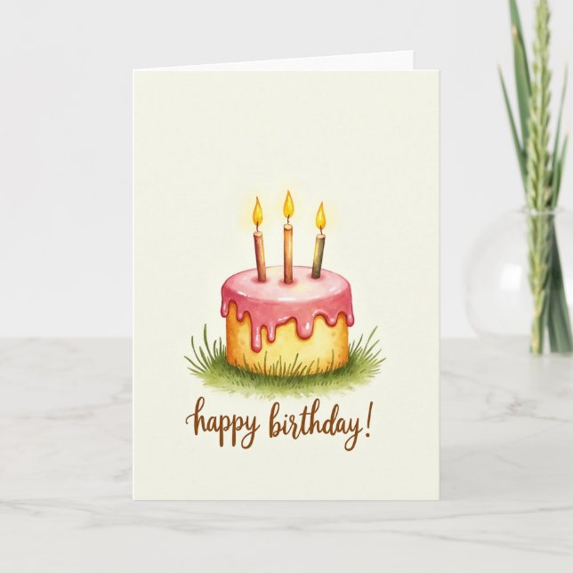 Joyful Painted Cake Card (Front)