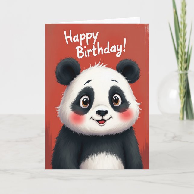 Joyful Panda Birthday Card (Front)