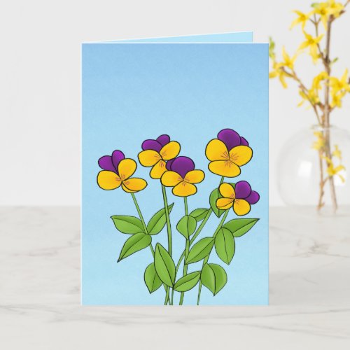 Joyful Pansy Flowers Blank  Card