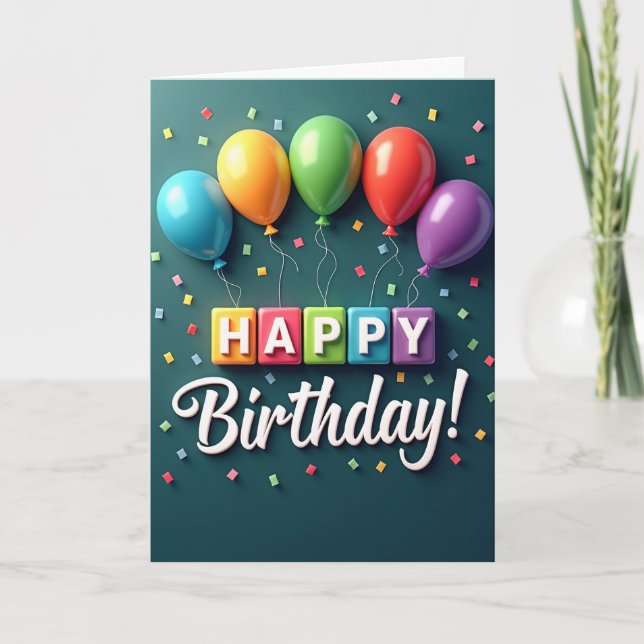 Joyful Party Balloon Card (Front)