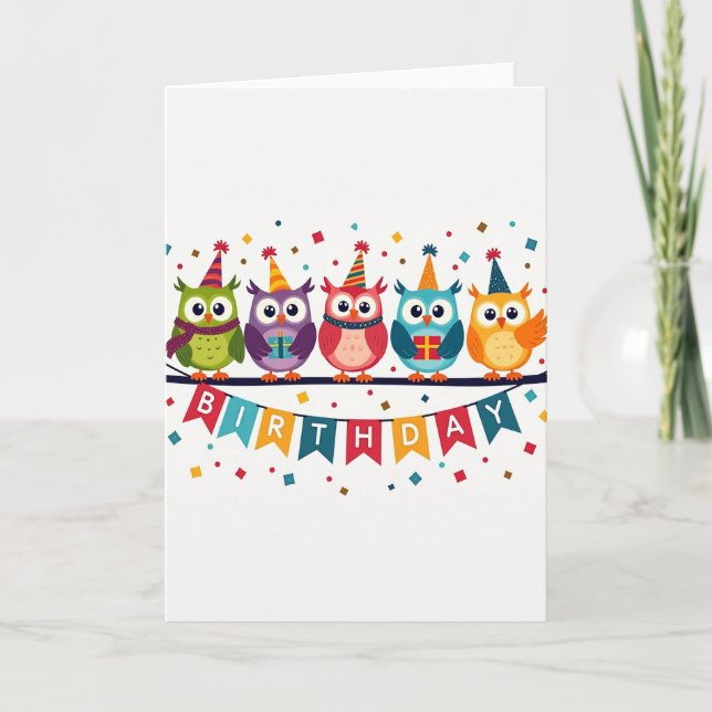 Joyful Party Birds Card (Front)