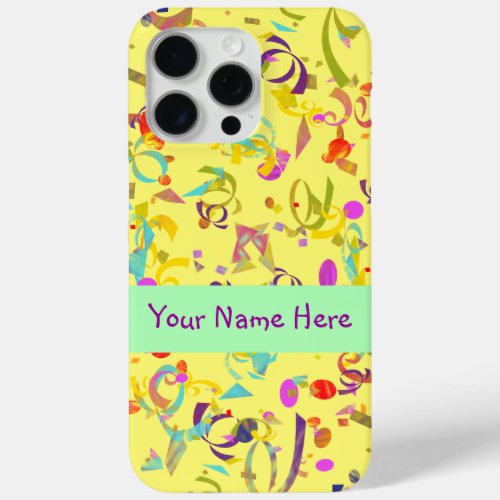 Joyful Party Colors Confetti Toss Over Yellow iPhone 15 Pro Max Case