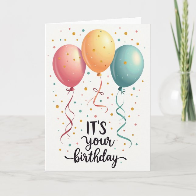 Joyful Pastel Balloons Card (Front)