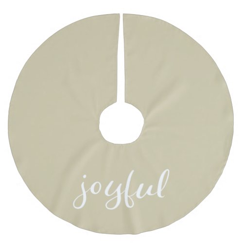 Joyful Pastel Beige Script Christmas Holiday Brushed Polyester Tree Skirt