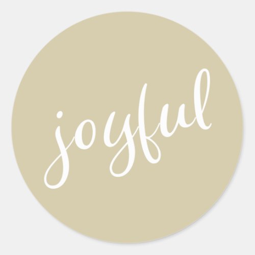 Joyful Pastel Beige Script Christmas Holiday Classic Round Sticker