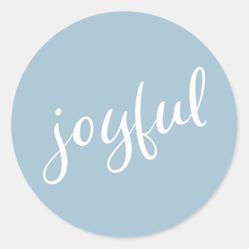 Joyful Pastel Blue Script Christmas Holiday Classic Round Sticker