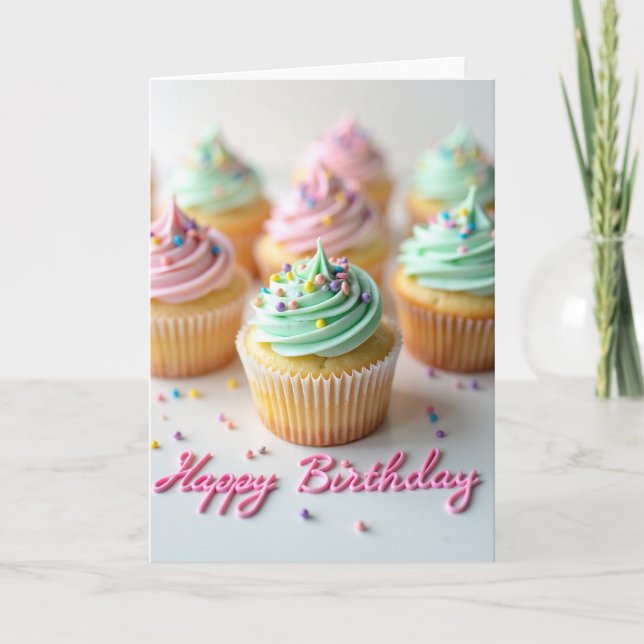 Joyful Pastel Cupcake Card (Front)