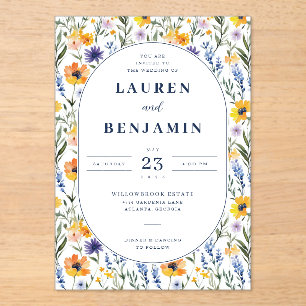 Joyful Pastel Floral Acrylic Invitations