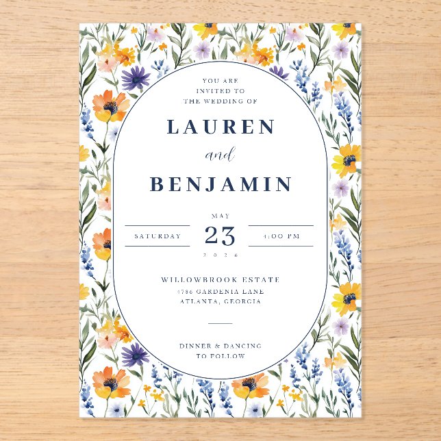 Joyful Pastel Floral Acrylic Invitations (Front)