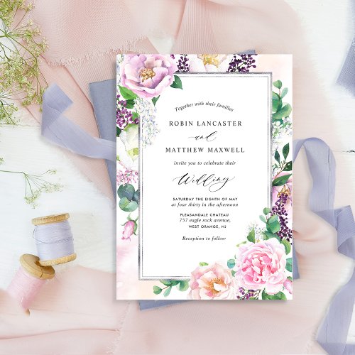 Joyful Pastel Floral and Watercolor Wedding  Invit Invitation