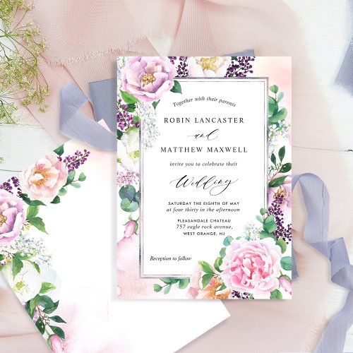 Joyful Pastel Floral and Watercolor Wedding  Invitation