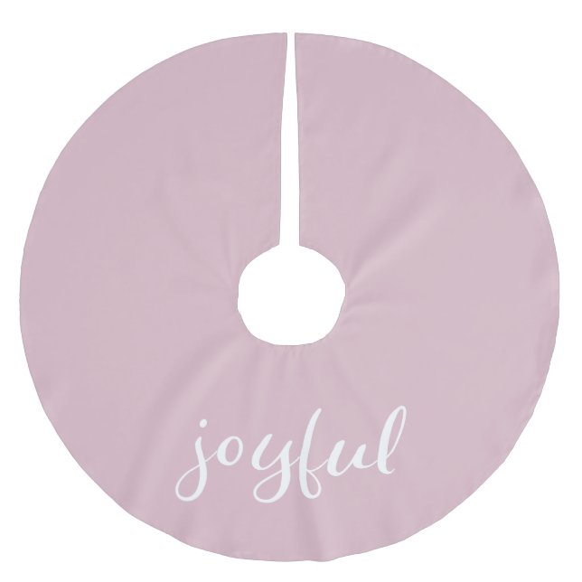 Joyful Pastel Pink Script Christmas Holiday Brushed Polyester Tree Skirt (Front)