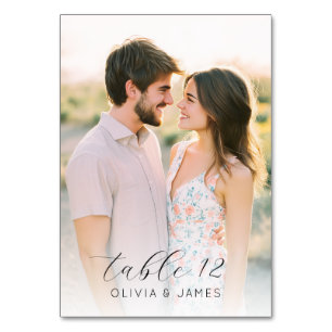 Joyful Pastel Romantic Photo Table Number
