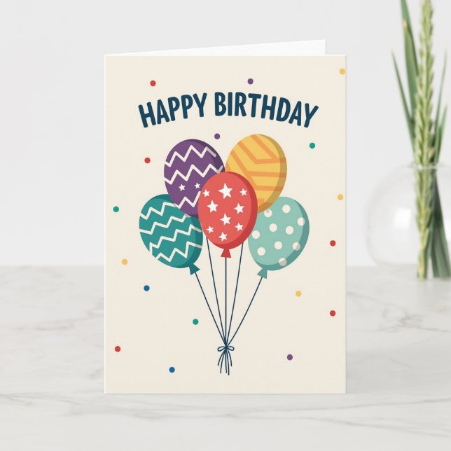 Joyful Patterned Balloon Card (Front)