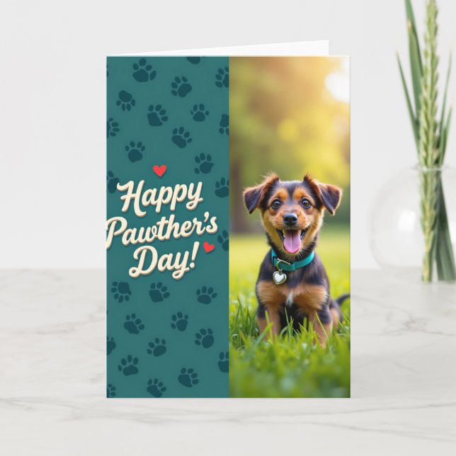 Joyful Pawthers Day Portrait Card (Front)