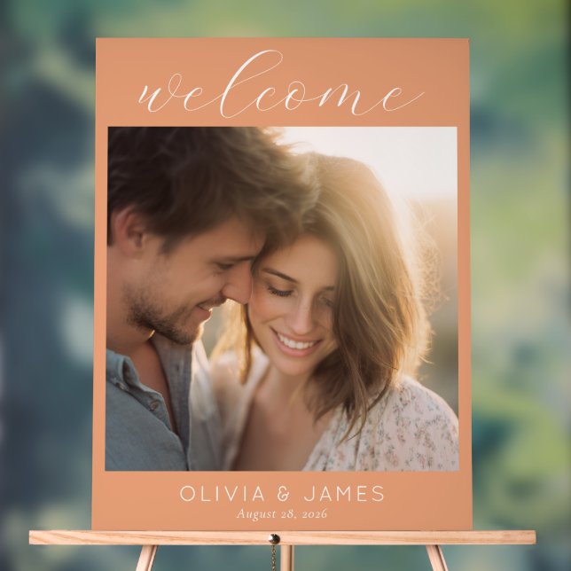 Joyful Peach Romantic Photo Acrylic Sign (Neutral)
