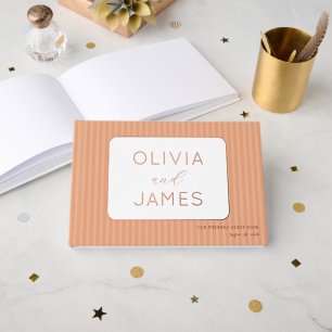 Joyful Peach Stars Foil Guest Book