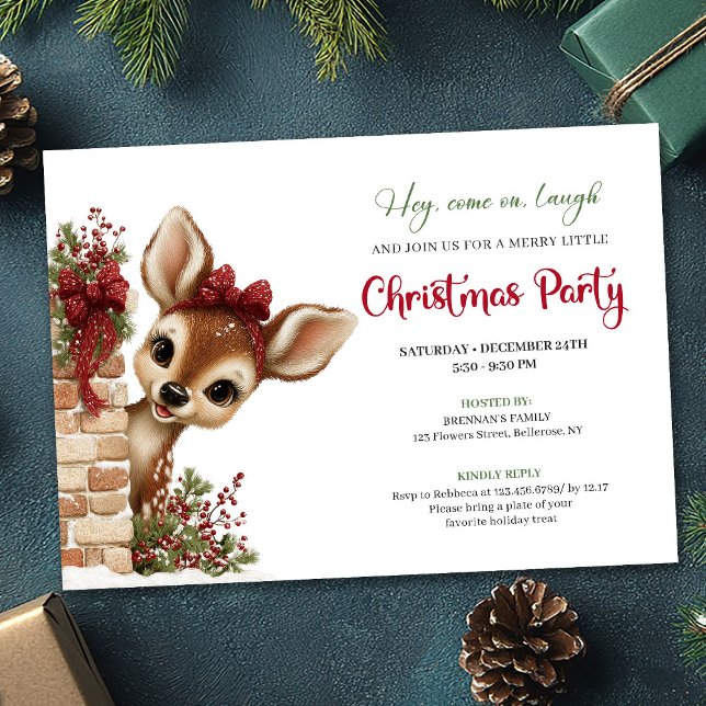 Joyful peeking reindeer instant download invite (Joyful peeking reindeer instant download invite)