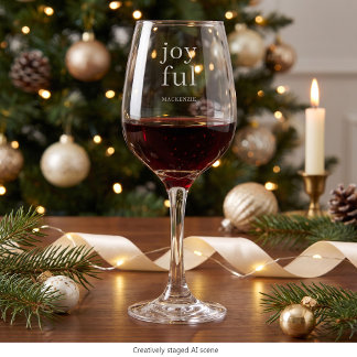 Joyful Personalized With Namel Christmas Wine Glass