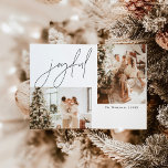 Joyful Photo Christmas Card | Modern Holiday Card<br><div class="desc">This beautiful Photo Christmas Card features modern calligraphy and a minimalist design.

Easily customize most wording,  add your own photos,  customize the text and background color to best match your style!</div>