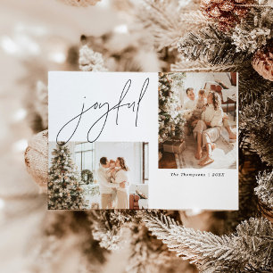 Joyful Photo Christmas Card   Modern Holiday Card