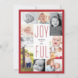 Joyful Photo Collage 10 Photos Holiday Card