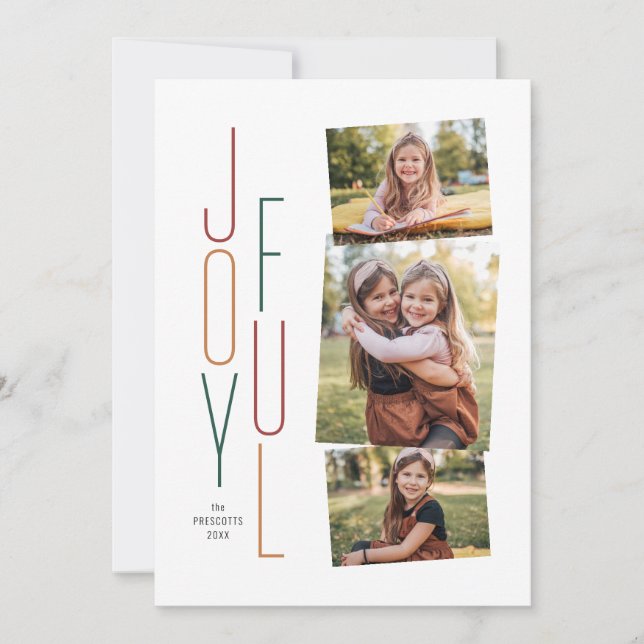Joyful photo collage colorful holiday card (Front)