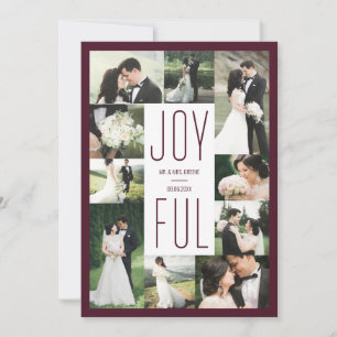 Joyful Photo Collage Newlywed Holiday Card