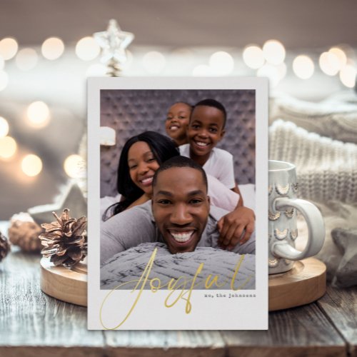 Joyful Photo Gold Foil Holiday Card