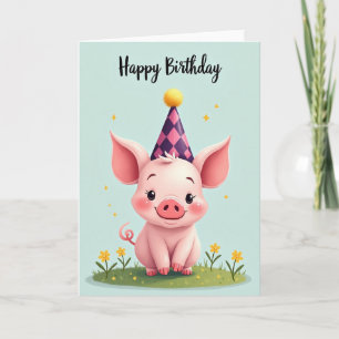 Joyful Pig Birthday Card