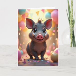 Joyful Piglet Art Card