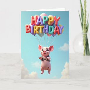 Joyful Piglet Sky Card