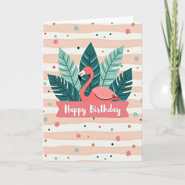 Joyful Pink Bird Card (Front)