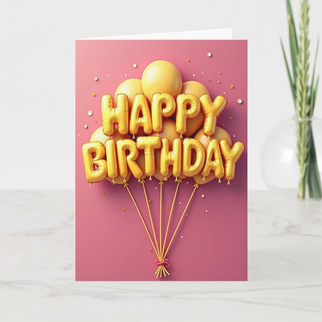 Joyful Pink Birthday Card (Front)