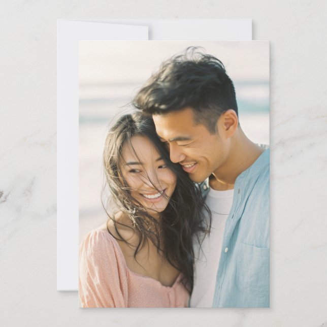 Joyful Pink Blue Romantic Photo Invitation (Front)