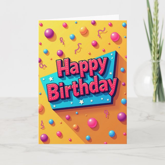 Joyful Pink Dot Birthday Card (Front)