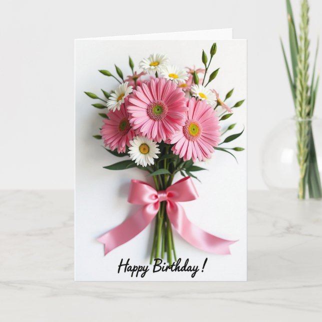 Joyful Pink Floral Card (Front)