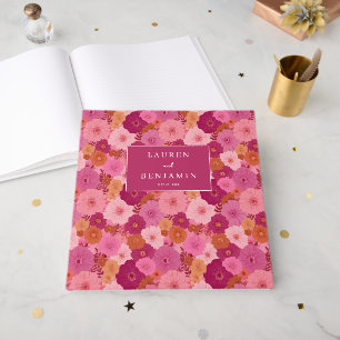 Joyful Pink Floral Celebration Guest Book