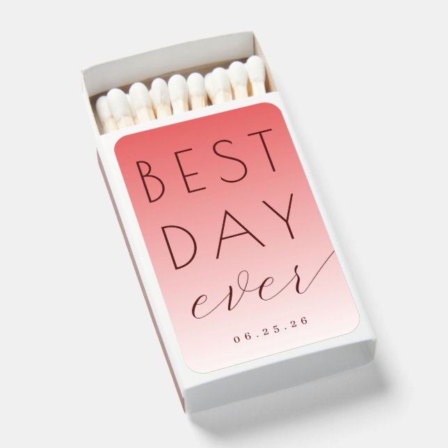 Joyful Pink Gradient Wedding Matches (Front Open)