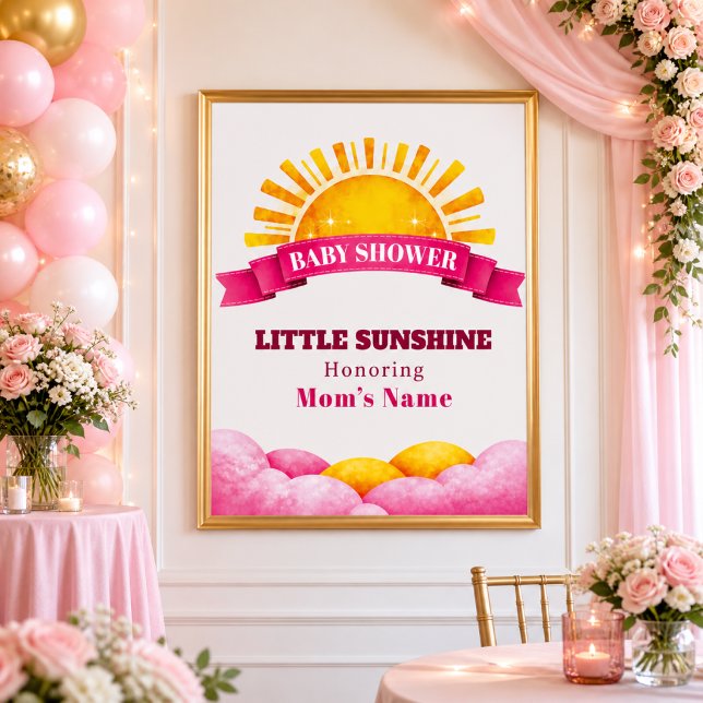 Joyful Pink Little Sunshine Baby Shower Welcome Poster (Creator Uploaded)