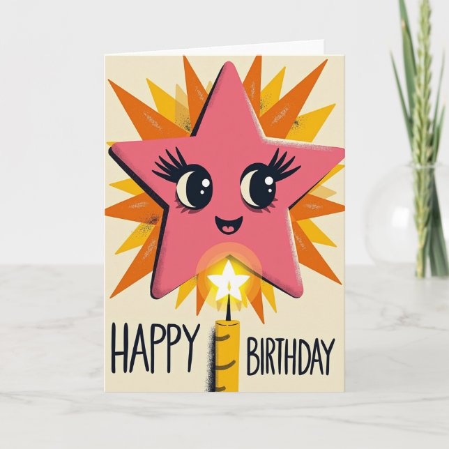 Joyful Pink Star Card (Front)