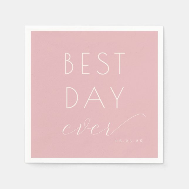 Joyful Pink Typographic Celebration Napkins (Front)