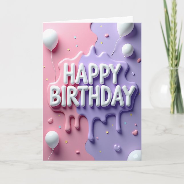 Joyful Piped Birthday Card (Front)